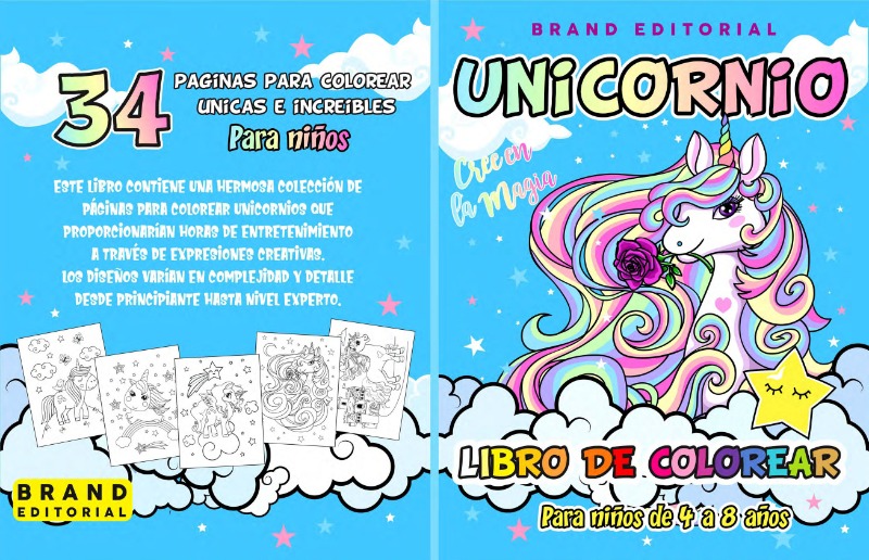 Libro Unicornios Libro Para Colorear Para Niños Edades 4-8: Más de